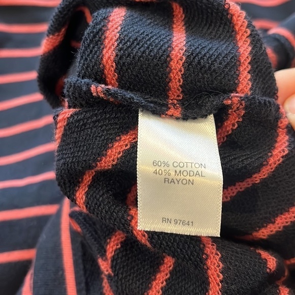 J Jill Mock Neck Striped Knit T Shirt Dress Navy Pink Comfy Dress POCKETS Size L - Picture 4 of 8